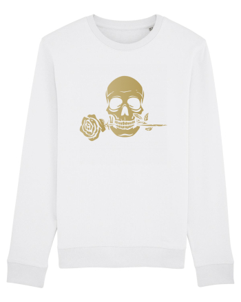 Skull with Golden Rose White