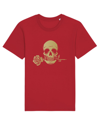 Skull with Golden Rose Red