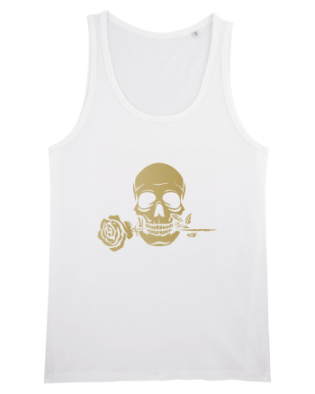 Skull with Golden Rose White