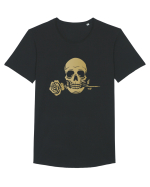 Skull with Golden Rose Tricou mânecă scurtă guler larg Bărbat Skater