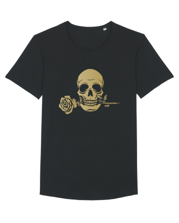 Skull with Golden Rose Black