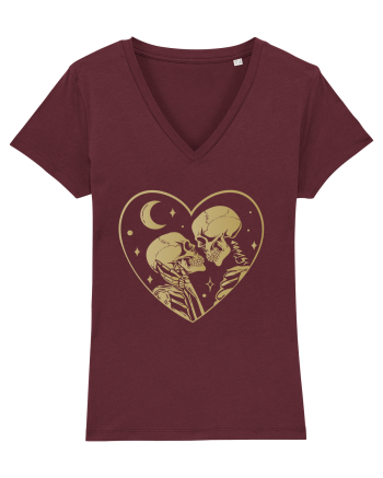 The Lovers Golden Heart Burgundy