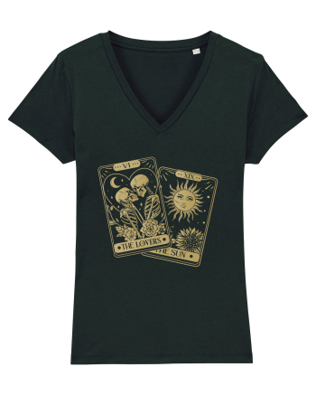 The Lovers Tarot Cards Gold Black