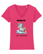 Unicorn dragut mesaj Unicorns are my favorite, design 1 Tricou mânecă scurtă guler V Damă Evoker
