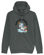Unicorn dragut mesaj Born to Sparkle, design 1 Hanorac cu fermoar Unisex Connector
