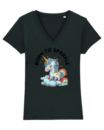 Unicorn dragut mesaj Born to Sparkle, design 1 Black