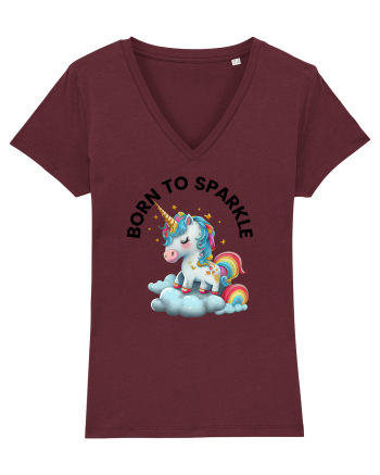 Unicorn dragut mesaj Born to Sparkle, design 1 Burgundy