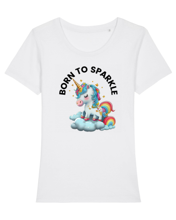 Unicorn dragut mesaj Born to Sparkle, design 1 White