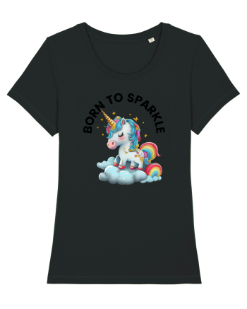 Unicorn dragut mesaj Born to Sparkle, design 1 Black