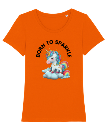 Unicorn dragut mesaj Born to Sparkle, design 1 Bright Orange