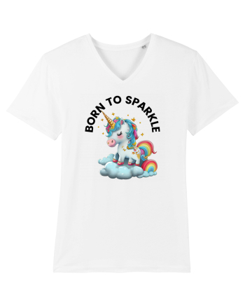 Unicorn dragut mesaj Born to Sparkle, design 1 White