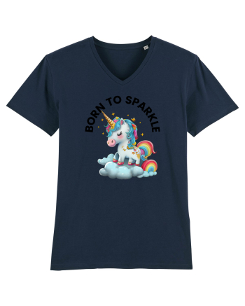 Unicorn dragut mesaj Born to Sparkle, design 1 French Navy