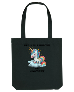 Unicorn dragut mesaj Life is all Rainbows and Unicorns, design 1 Sacoșă textilă