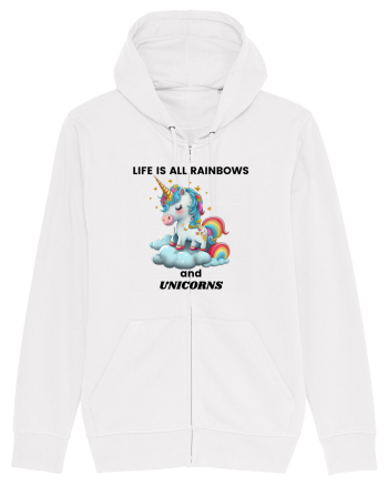 Unicorn dragut mesaj Life is all Rainbows and Unicorns, design 1 White