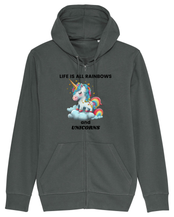 Unicorn dragut mesaj Life is all Rainbows and Unicorns, design 1 Anthracite