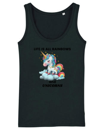 Unicorn dragut mesaj Life is all Rainbows and Unicorns, design 1 Black