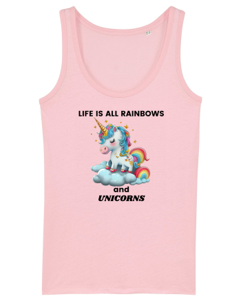 Unicorn dragut mesaj Life is all Rainbows and Unicorns, design 1 Cotton Pink