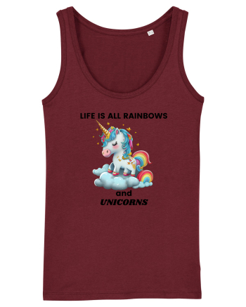 Unicorn dragut mesaj Life is all Rainbows and Unicorns, design 1 Burgundy