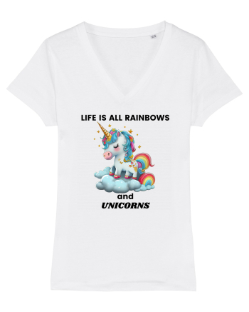Unicorn dragut mesaj Life is all Rainbows and Unicorns, design 1 White