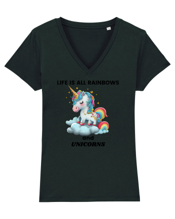 Unicorn dragut mesaj Life is all Rainbows and Unicorns, design 1 Black
