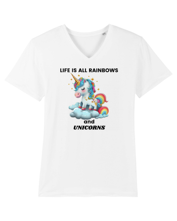 Unicorn dragut mesaj Life is all Rainbows and Unicorns, design 1 White
