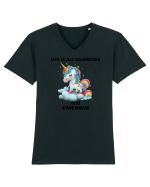 Unicorn dragut mesaj Life is all Rainbows and Unicorns, design 1 Tricou mânecă scurtă guler V Bărbat Presenter