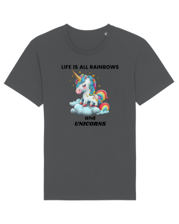 Unicorn dragut mesaj Life is all Rainbows and Unicorns, design 1 Anthracite