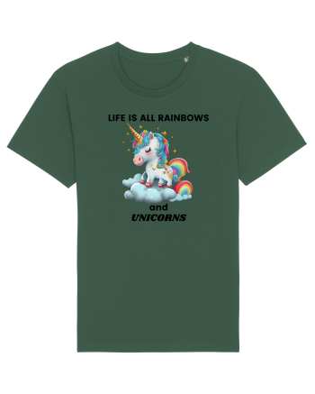 Unicorn dragut mesaj Life is all Rainbows and Unicorns, design 1 Bottle Green