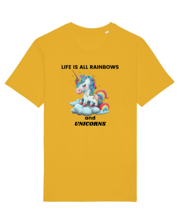Unicorn dragut mesaj Life is all Rainbows and Unicorns, design 1 Spectra Yellow