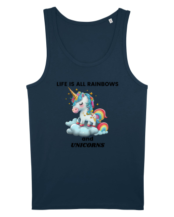 Unicorn dragut mesaj Life is all Rainbows and Unicorns, design 1 Navy