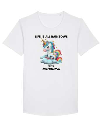 Unicorn dragut mesaj Life is all Rainbows and Unicorns, design 1 White