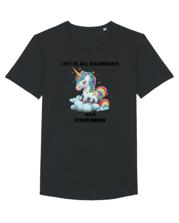 Unicorn dragut mesaj Life is all Rainbows and Unicorns, design 1 Black