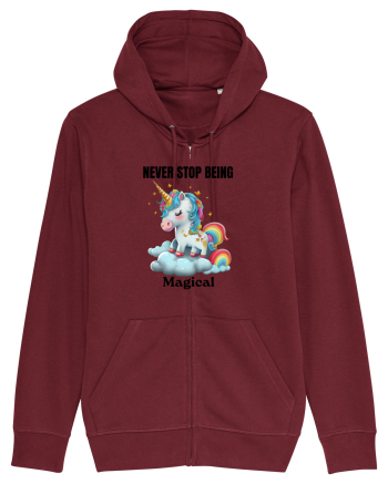 Unicorn dragut mesaj Never Stop Being Magical, design 1 Burgundy