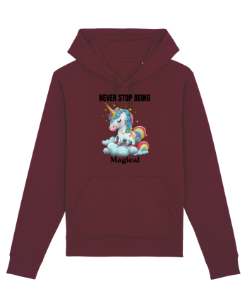 Unicorn dragut mesaj Never Stop Being Magical, design 1 Burgundy
