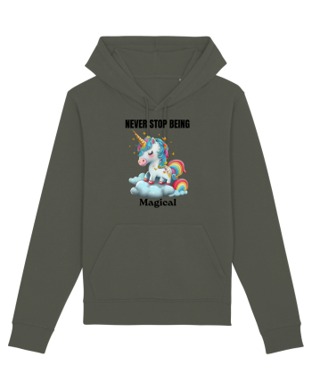 Unicorn dragut mesaj Never Stop Being Magical, design 1 Khaki