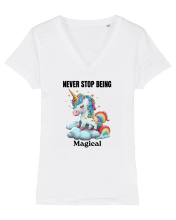 Unicorn dragut mesaj Never Stop Being Magical, design 1 White
