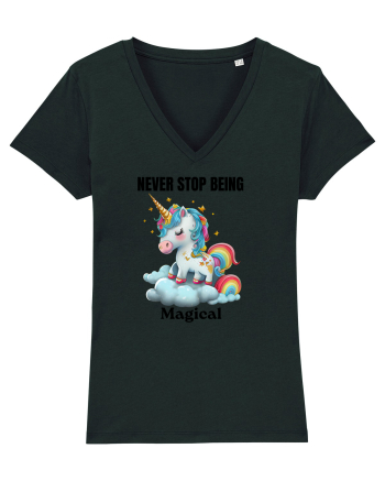 Unicorn dragut mesaj Never Stop Being Magical, design 1 Black