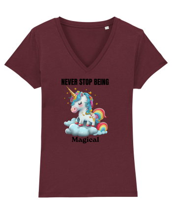 Unicorn dragut mesaj Never Stop Being Magical, design 1 Burgundy
