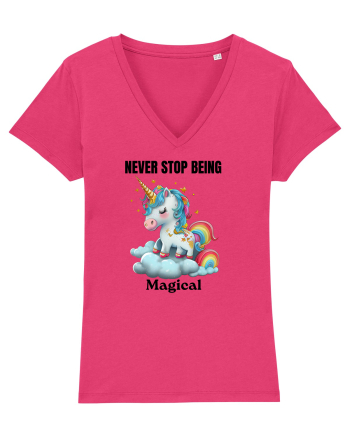 Unicorn dragut mesaj Never Stop Being Magical, design 1 Raspberry