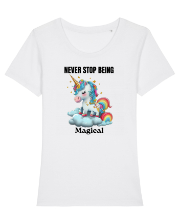 Unicorn dragut mesaj Never Stop Being Magical, design 1 White