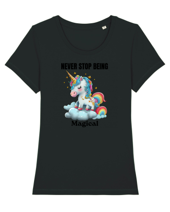 Unicorn dragut mesaj Never Stop Being Magical, design 1 Black