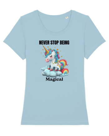 Unicorn dragut mesaj Never Stop Being Magical, design 1 Sky Blue