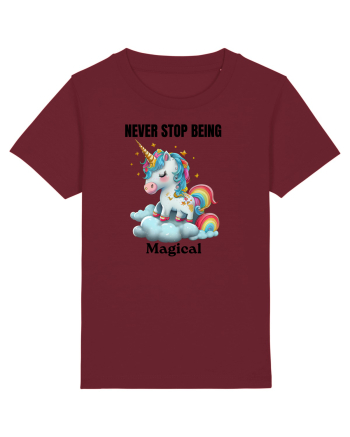 Unicorn dragut mesaj Never Stop Being Magical, design 1 Burgundy