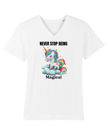 Unicorn dragut mesaj Never Stop Being Magical, design 1 White