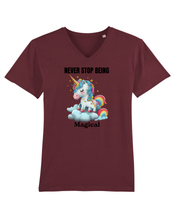 Unicorn dragut mesaj Never Stop Being Magical, design 1 Burgundy