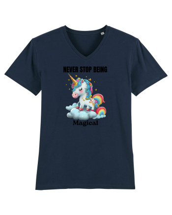 Unicorn dragut mesaj Never Stop Being Magical, design 1 French Navy
