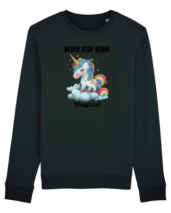 Unicorn dragut mesaj Never Stop Being Magical, design 1 Black