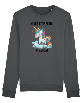 Unicorn dragut mesaj Never Stop Being Magical, design 1 Anthracite