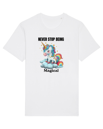Unicorn dragut mesaj Never Stop Being Magical, design 1 White