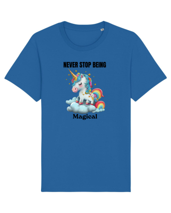 Unicorn dragut mesaj Never Stop Being Magical, design 1 Royal Blue